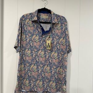 Donald Ross Floral Paisley Print Golf Polo